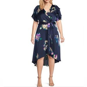 DKNY Hammered Satin Faux wrap Women’s 14 Dress